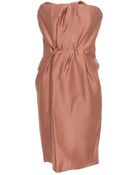 Lanvin Gathered Silk Gazar Bustier Dress - Lyst