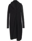 Rick Owens Alpaca-cashmere Knit Cardigan with Leather Arms - Lyst