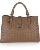 Bottega Veneta Roma Intrecciato Leather Tote - Lyst