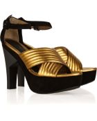Marni Metallic Leather and Suede Sandals - Lyst