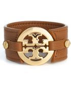 Tory Burch Leather Logo Buckle Bracelet - Lyst