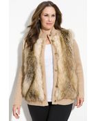 MICHAEL Michael Kors Faux Fur Front Cardigan (plus) - Lyst
