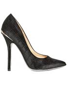 Ferragamo 100mm Croco Embossed Suede Pumps - Lyst