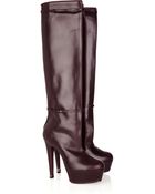 Halston Cutout Leather Knee Boots - Lyst