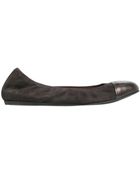 Lanvin Suede Metallic Toe Ballerina Flats - Lyst