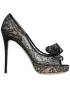 Valentino 120mm Lace Bow Open Toe Pumps - Lyst