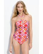Trina Turk Ogee Cross Back One Piece Swimsuit - Lyst