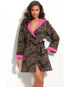 Betsey Johnson Short Hooded Microfleece Robe - Lyst