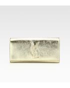 Saint Laurent Ysl Large Metallic Clutch - Lyst