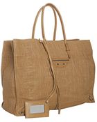 Balenciaga Brown Crosshatched Leather Papier Tote - Lyst
