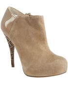 Fendi Beige Suede Platform Ff Heel Booties - Lyst