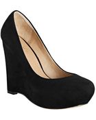 L.a.m.b. Black Suede Plum Platform Wedges - Lyst