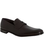 Prada Brown Leather Penny Loafers - Lyst