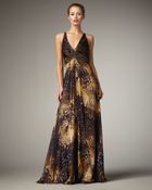 Theia Cross-back Beaded-waist Gown - Lyst
