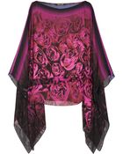 Roberto Cavalli Rose-print Silk-chiffon Top - Lyst