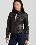 Michael Kors Michael Zip Front Vintage Leather Jacket - Lyst