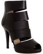 Michael Kors Black Leather Banded Peep Toe Booties - Lyst