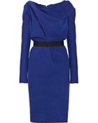 Victoria Beckham Draped Wool and Silk-blend Crepe Dress - Lyst