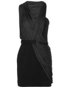 Alexander Wang Draped Jersey-paneled Linen-blend Dress - Lyst