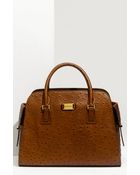 Michael Kors Gia Embossed Ostrich Satchel - Lyst