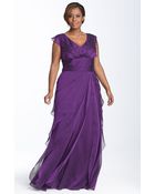 Adrianna Papell Iridescent Chiffon Petal Gown - Lyst