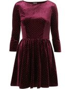 Topshop Spot Velvet Flippy Dress - Lyst