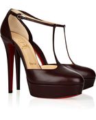 Christian Louboutin Top La 140 Leather T-Strap Pumps - Lyst