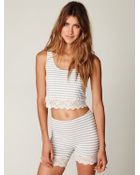 Free People Lace Trim Stripe Crop Top - Lyst