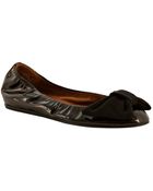 Lanvin Black Patent Bow Ballet Flats - Lyst