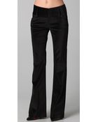Alice + Olivia Olivia Velvet Pants with Leather Trim - Lyst