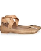 Chloé Metallic Textured-leather Ballet Flats - Lyst