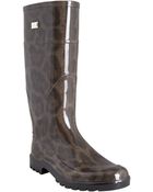 Dolce & Gabbana Brown Leopard Print Rubber Rain Boots - Lyst