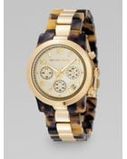 Michael Kors Gold & Tortoise Two-tone Watch - Lyst