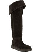 Car Shoe Ebony Suede Shearling Lined Tall Boots - Lyst