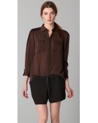 3.1 Phillip Lim Combo Sleeve Chiffon Shirt - Lyst