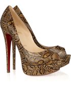 Christian Louboutin Lady Peep 150 Textured Leather Pumps - Lyst