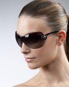Versace Logo-temple Shield Sunglasses - Lyst