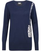 Markus Lupfer Navy and Silver Sequin Bag Motif Jumper - Lyst