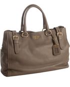 Prada Clay Deerskin Buckle Detail Large Tote - Lyst