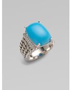 David Yurman Small Diamond Accented Turquoise Ring - Lyst