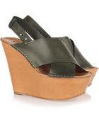 Chloé Leather Wedge Sandals - Lyst