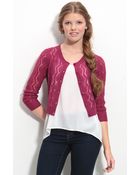 Frenchi® Cropped Zigzag Pointelle Cardigan - Lyst