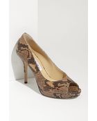 Jimmy Choo Luna Snake Embossed Peep Toe Pump - Lyst