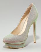 B Brian Atwood Glitter Platform Pump - Lyst
