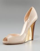 Casadei Metal-wedge Peep-toe Pump - Lyst