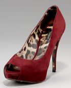 Dolce & Gabbana Leopard-lined Suede Peep-toe Pump - Lyst