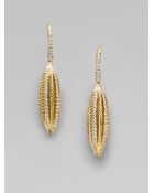 David Yurman Diamond Accented 18k Gold Drop Earrings - Lyst