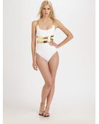 Michael Kors Metallic Wraparound Belt One-piece Swimsuit - Lyst