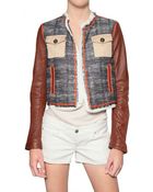 DSquared2 Leather Sleeve Boucle Jacket - Lyst