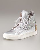 Giuseppe Zanotti Metallic Silver and Crystal High-top - Lyst